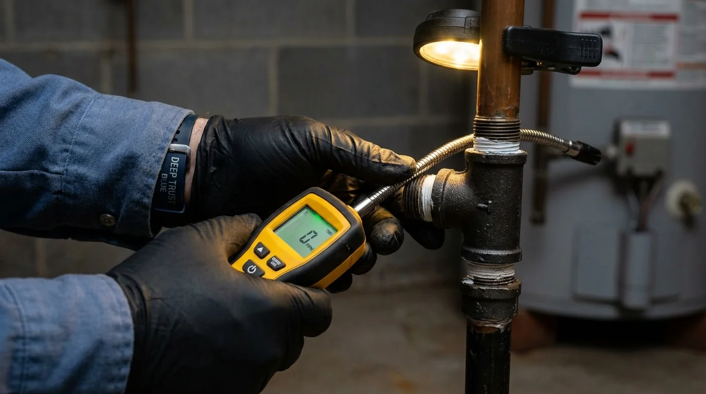 Gas leak detection with electronic sniffer by Johns Plumbing LLC in Allyn